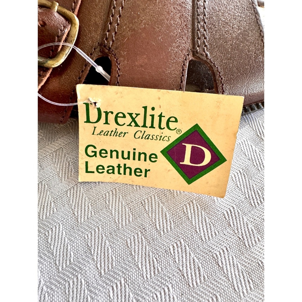 Drexlite Vintage Leather Slide Sandals Womens 6 Brown Boho Buckle 173290 - Picture 3 of 9
